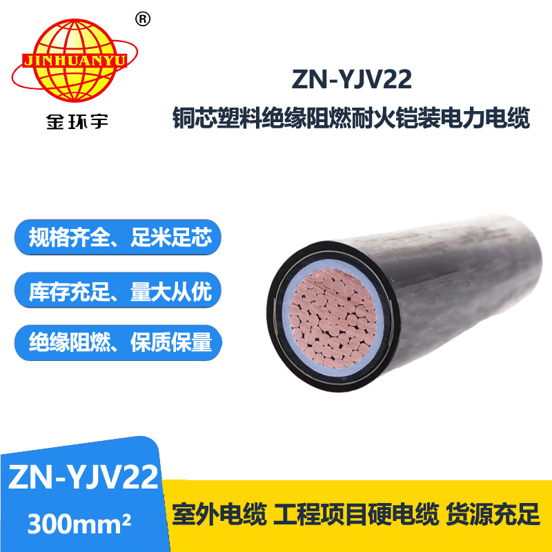 金環(huán)宇電纜 ZN-YJV22-300 鎧裝電纜 交聯(lián)聚乙烯絕緣耐火阻燃電纜