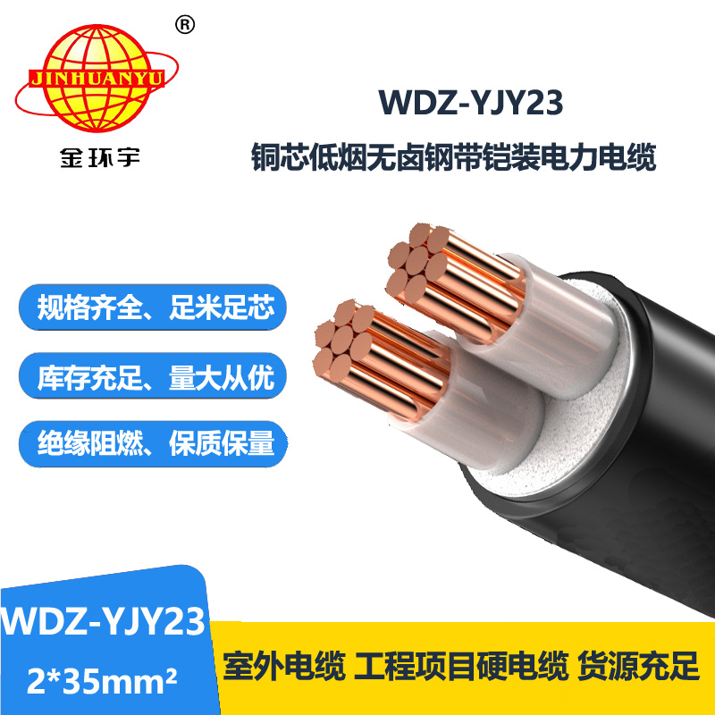 金環(huán)宇 2芯電力電纜 低煙無鹵鎧裝電纜WDZ-YJY23-2X35平方